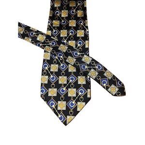 Robert Talbott Black & Gold Horsebit Print Handmade in USA Necktie